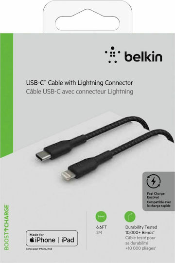 Belkin Braided USB-C to Lightning Cable 30W Black 2m (CAA004bt2MBK)