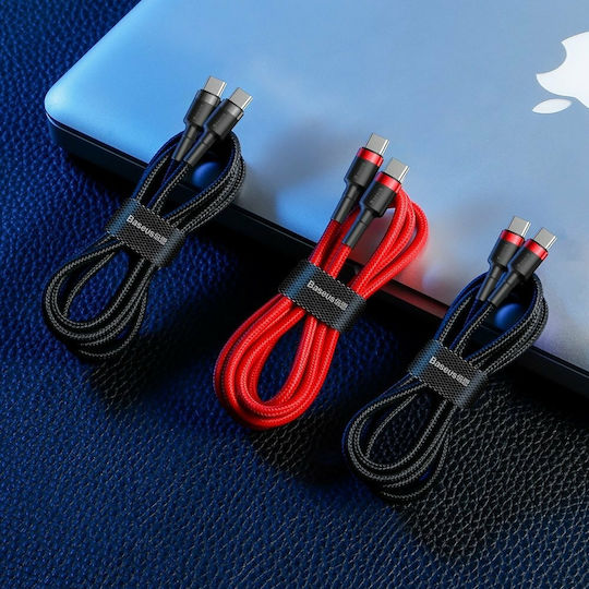 Baseus Cafule Cablu Braided USB 2.0 USB-C Male - USB-C 60W PD Roșu 2m CATKLF-H09