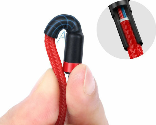 Baseus Cafule Cablu Braided USB 2.0 USB-C Male - USB-C 60W PD Roșu 2m CATKLF-H09