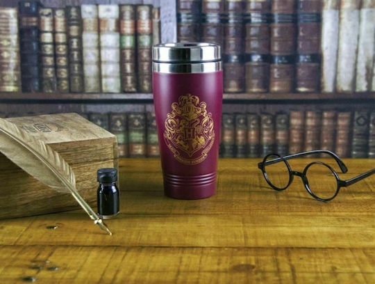 Paladone Travel Mug V2 Glass Thermos Stainless Steel 450ml Purple with Mouthpiece