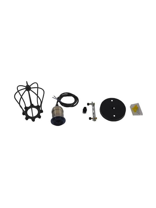 GloboStar Camber Pendant Light Black Grid with Socket E27 11cm