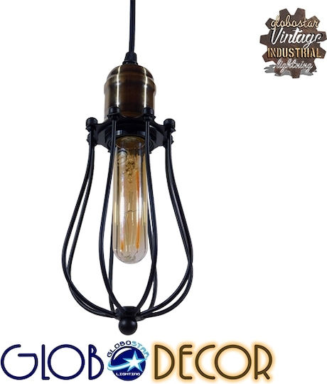 GloboStar Camber Pendant Light Black Grid with Socket E27 11cm