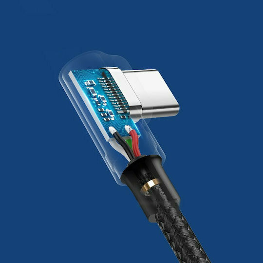 Ugreen US176 Angle (90°) Braided USB 2.0 Cable USB-C Male - USB-A 18W PD Gray 2m 20857