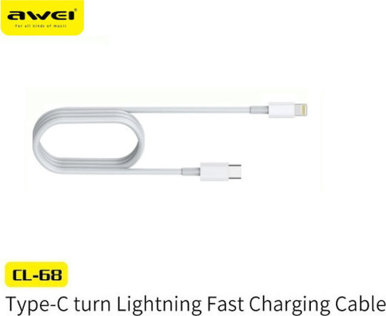 Awei CL-68 USB-C to Lightning Cable 18W Λευκό 1m