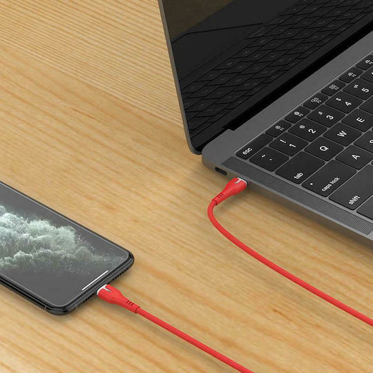Hoco X45 Surplus PD LED / Geflochten USB-C zu Lightning Kabel 18W Rot 1m (HC-X45LR-PD)