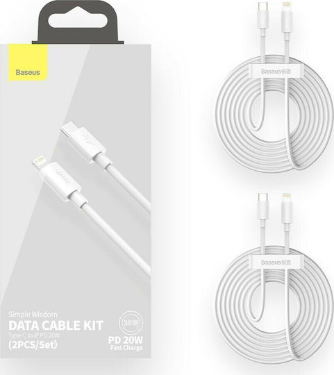 Baseus Simple Wisdom USB-C to Lightning Cable 20W White 1.5m (TZCATLZJ-02)
