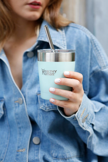 Healthy Human Cruiser Tumbler Glass Thermos Stainless Steel BPA Free 350ml Brown With Straw