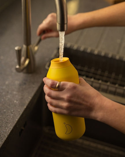 Chilly's Series 2 Bottle Thermos Stainless Steel BPA Free 500ml Yellow with Loop
