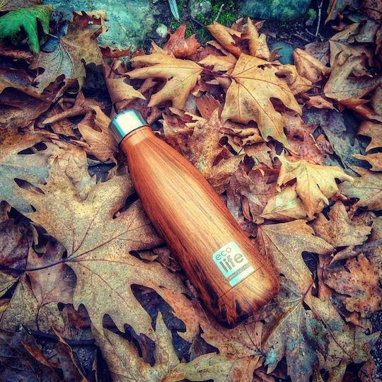 Ecolife Recyclable Bottle Thermos Stainless Steel BPA Free 500ml Brown