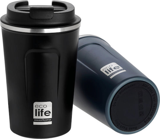 Ecolife Coffee Cup Recyclable Thermos Cup Stainless Steel BPA Free 370ml Dark Grey