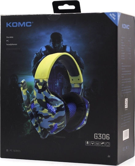 Komc G306 Over Ear Gaming Headset με σύνδεση 2x3.5mm / USB Κίτρινο