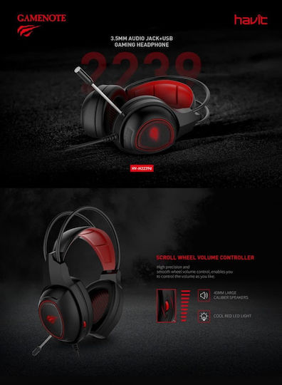 Havit H2239D Over Ear Gaming Headset με σύνδεση 3.5mm / USB