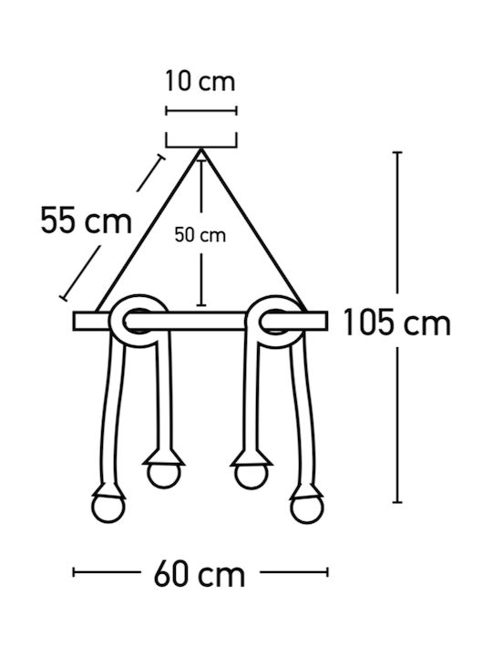 Inlight Pendant Light Brown with Rope for 4 Bulbs E27 28x60x33cm