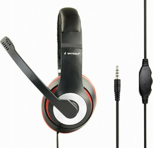 Gembird MHS-03-BK Over Ear Gaming Headset με σύνδεση 3.5mm Κόκκινο