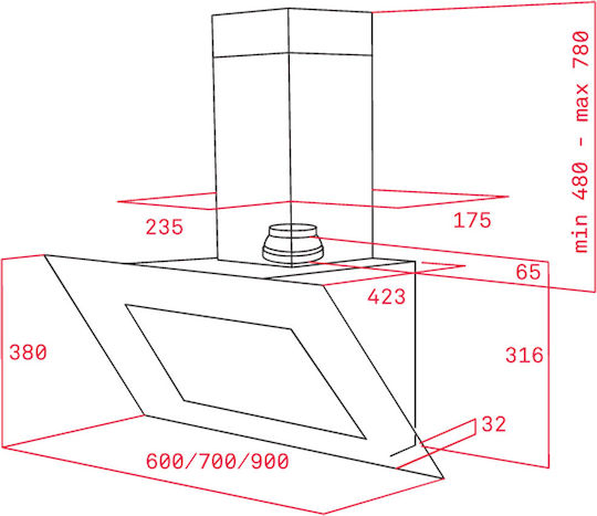 Teka DVT 785 Chimney Vent Hood 70cm White