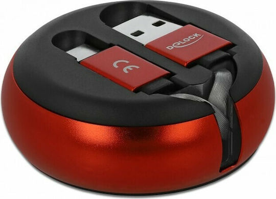 DeLock Ausziehbar USB 2.0 Kabel USB-C männlich - USB-A Schwarz 0.92m (85819)