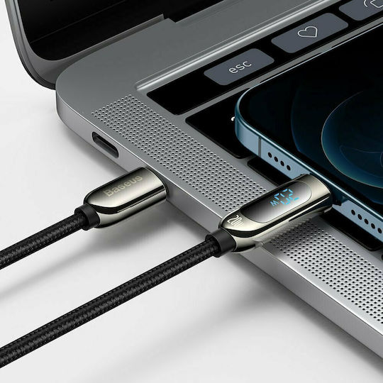 Baseus Display Плетена USB-C към Lightning кабел 20W Черен 1м (CATLSK-01)