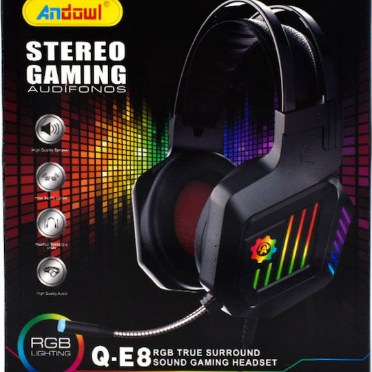 Andowl Q-E8 Over Ear Gaming Headset cu conexiune 2x3,5mm / USB Negru