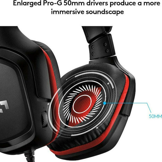 Logitech G332 Over Ear Gaming Headset με σύνδεση 3.5mm