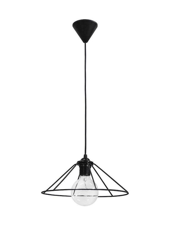 Heronia Pendant Light Black Bell with Socket E27 24x90cm