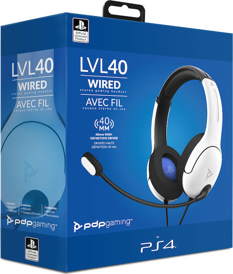 PDP LVL40 PS4/PS5 Over Ear Gaming Headset με σύνδεση 3.5mm Λευκό for PS4 / PS5