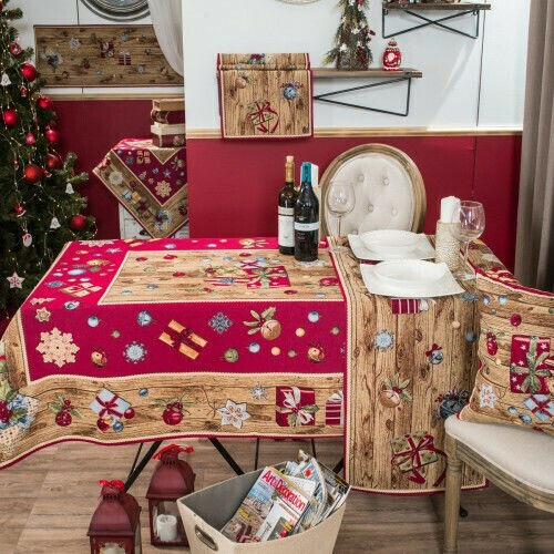 Teoran Gift Коледно Покривка за маса Червен Д220xШ140см.