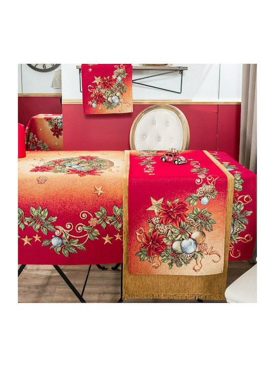 Teoran Pine Weihnachtlich Tischtuch Stoff Rot L220xB140cm.