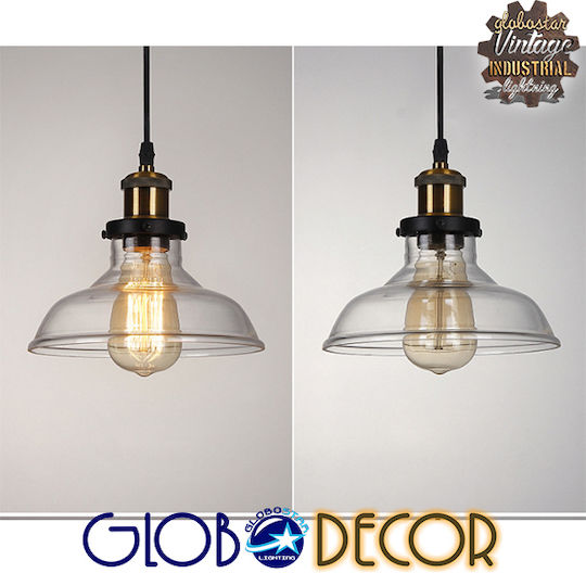 GloboStar Hatty Ceiling Light Transparent Bell with E27 Socket 24.5x22x15cm