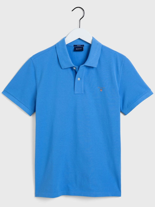 Polo Herrenbluse Kurzarm Hellblau