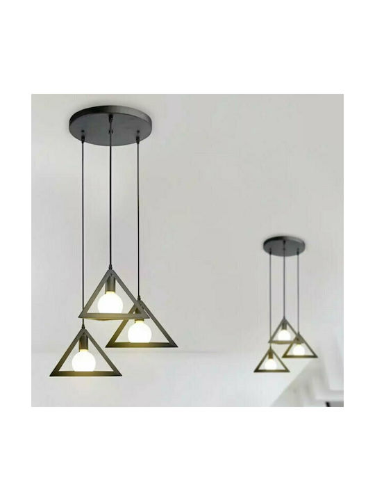 V-TAC Pendant Light Black with Socket E27 30x130cm