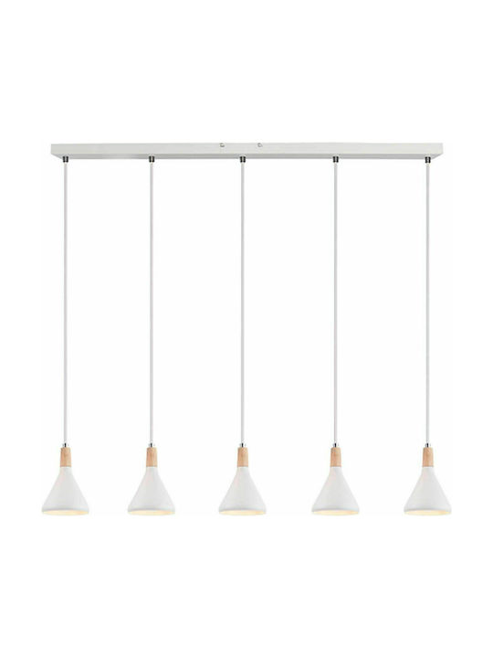 Aca Pendant Light White Rail for 5 Bulbs E14, E.14