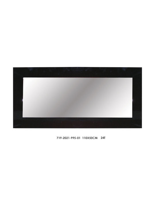 Artekko Λακαριστός Wall Mirror with Black Wooden Frame 110x50cm 1pcs