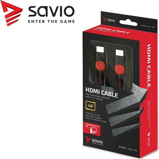 Savio HDMI 2.0 Premium High Speed 4K 60Hz HDR Cable HDMI male - HDMI male 3m Μαύρο