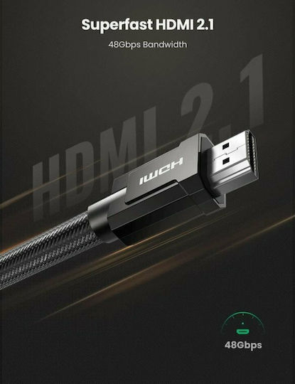 Ugreen HDMI 2.1 Ultra High Speed 48Gbps 4K 120Hz HDR VRR Braided Cable HDMI Male - HDMI Male 1m Black