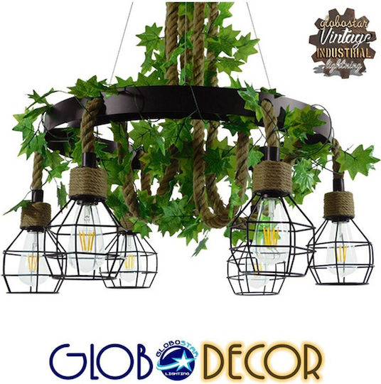 GloboStar Hellet Pendant Light Brown with Rope for 6 Bulbs E27