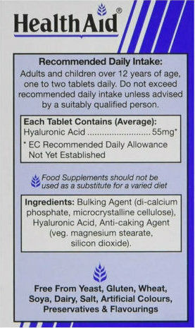Health Aid Hyaluronsäure Ergänzung für Gesundes Leder 30 Tabletten