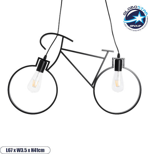 GloboStar Bike Black Ceiling Light with E27 Socket 67x3.5x41cm