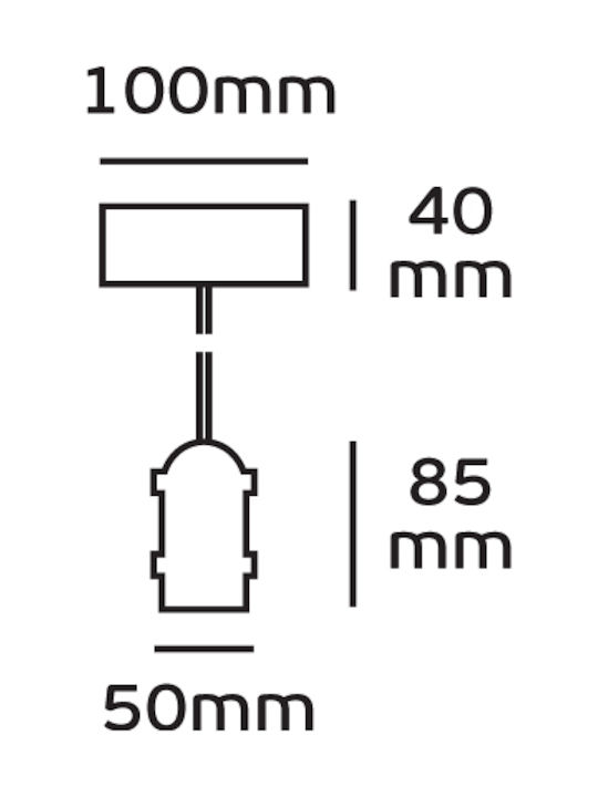 VK Lighting Pendant Light Black with Socket E27 5x8cm