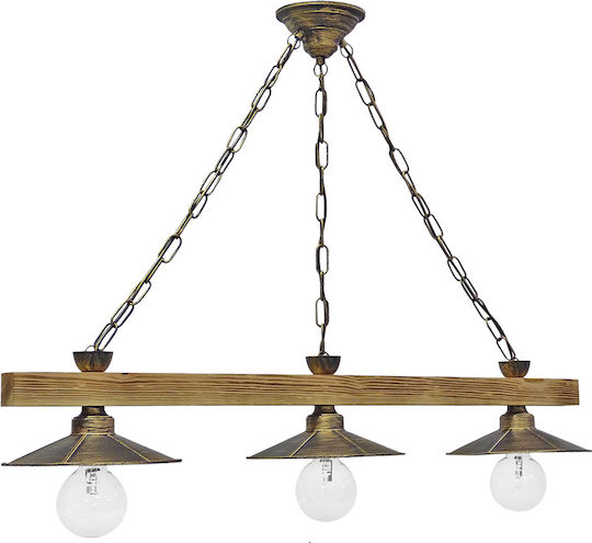 Heronia UT-150RAGA 2L Κρεμαστό Φωτιστικό Μπρούτζινο 65x24εκ.