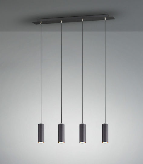 Trio Lighting Marley Pendant Light Black Rail for 4 Bulbs GU10 75x9cm