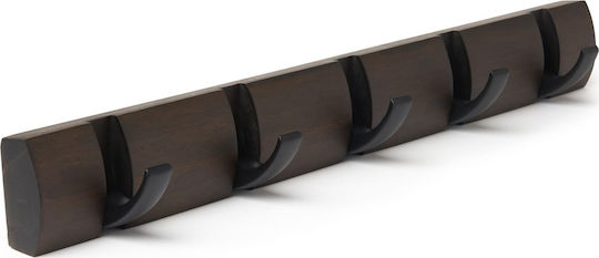 Umbra Wooden Wall Hanger 5 Hooks Brown 50.8x3.2x6.7cm