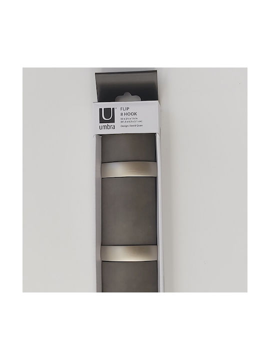 Umbra Wooden Wall Hanger Flip with 8 Slots Gray 81.3x3.2x7.6cm 1pc