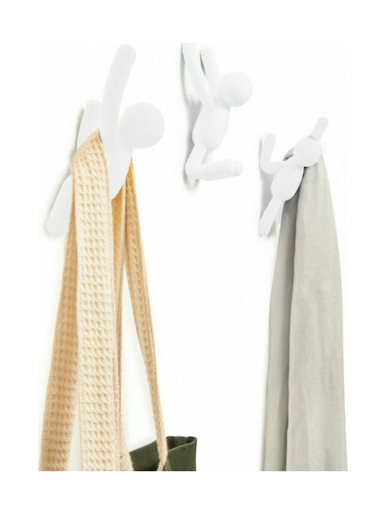 Umbra Plastic White Wall Hanger 7.6x7.6x16.5cm 3 Pieces