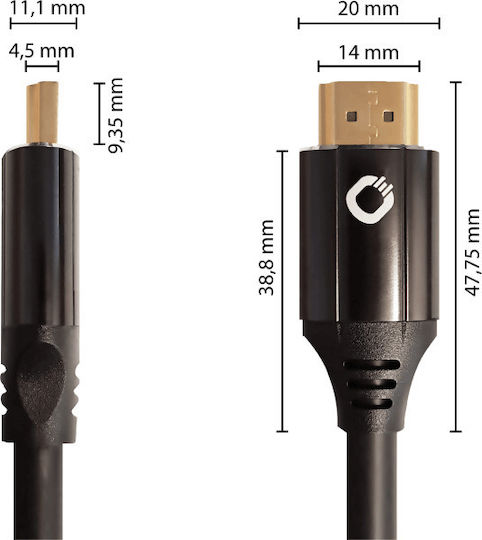 Oehlbach Magic MKII HDMI 2.1 Ultra High Speed 48Gbps 4K 120Hz HDR VRR Kabel HDMI-Stecker - HDMI-Stecker 2m Schwarz