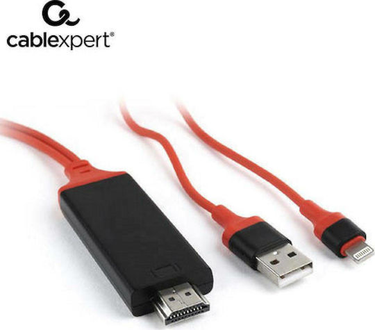 Cablexpert HDMI-Kabel Männlich - Blitzschlag Männlich 1,8m Rote