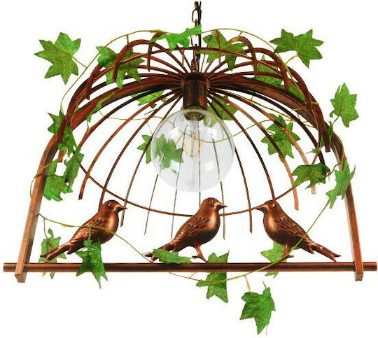 GloboStar Libellula Pendant Light Brown Grid with Socket E27 48.5x42x37.5cm