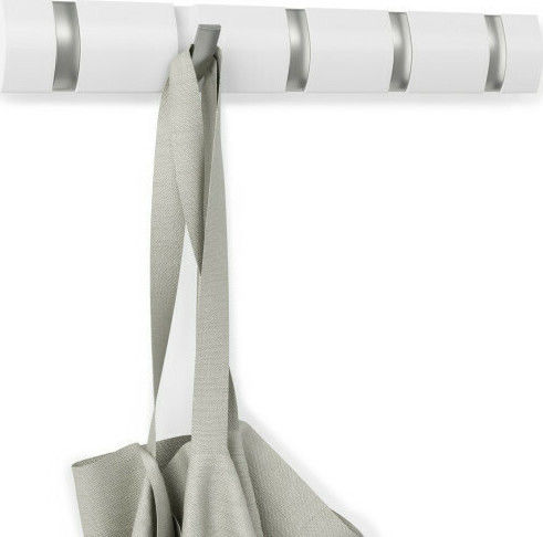 Umbra Wall Hanger Flip 5 Hook White Wooden 5 Hooks White 50.8x3.2x6.7cm