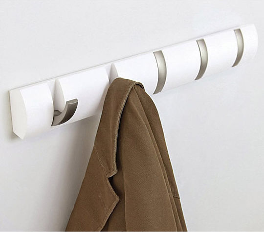Umbra Wall Hanger Flip 5 Hook White Wooden 5 Hooks White 50.8x3.2x6.7cm