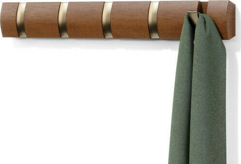 Umbra Κρεμάστρα Τοίχου Flip 5 Hook Ξύλινη 5 Θέσεων Καφέ 50.8x3.2x6.7cm