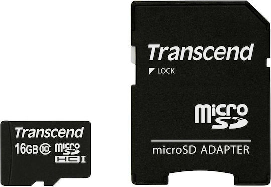 Transcend Premium 200x microSDHC 16GB Klasse 10 Hohe Geschwindigkeit mit Adapter